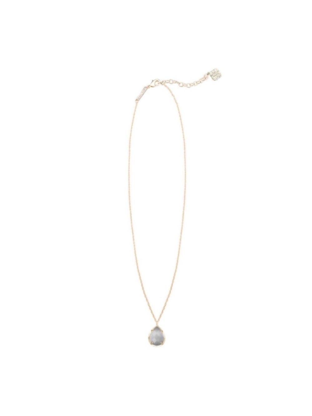 Kendra Scott Kiri Gold Tone Gray Slate Faceted Teardrop Pear Stone Necklace - Picture 2 of 11